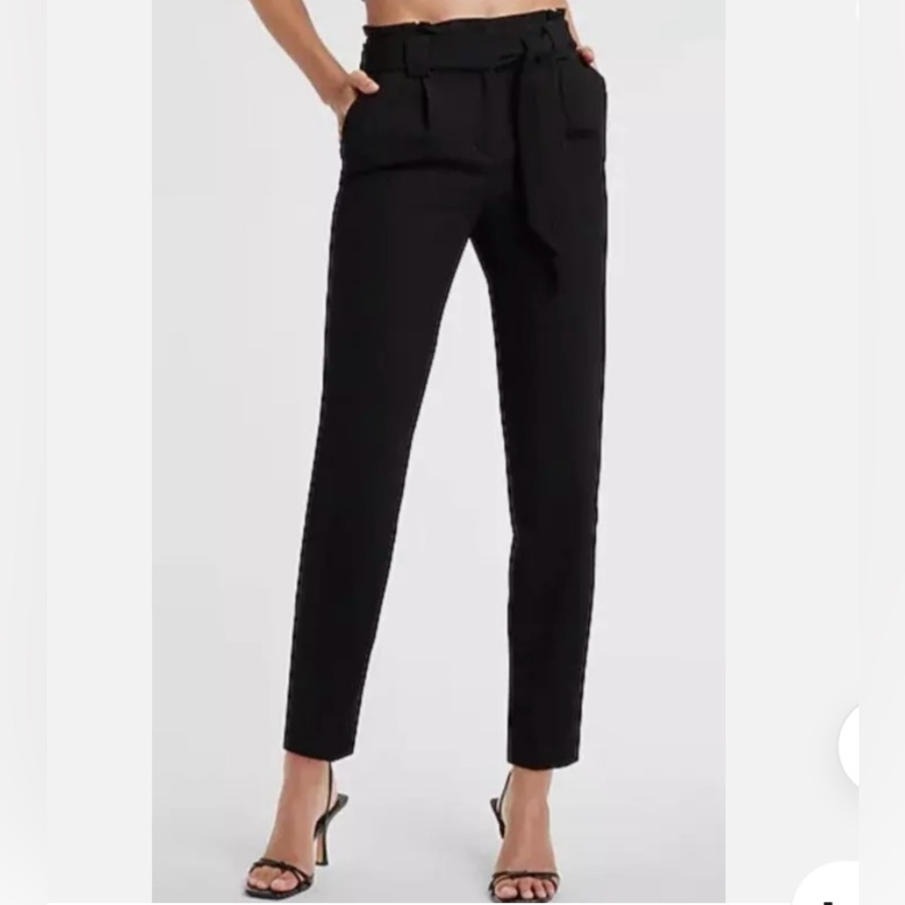 Express Tie Waist Ankle High Rise Black Dress Pant Size 0R